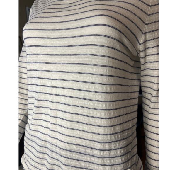 A.P.C. White Striped Linen Cotton Blend Long Sleeve Tee Size Small - Picture 4 of 9